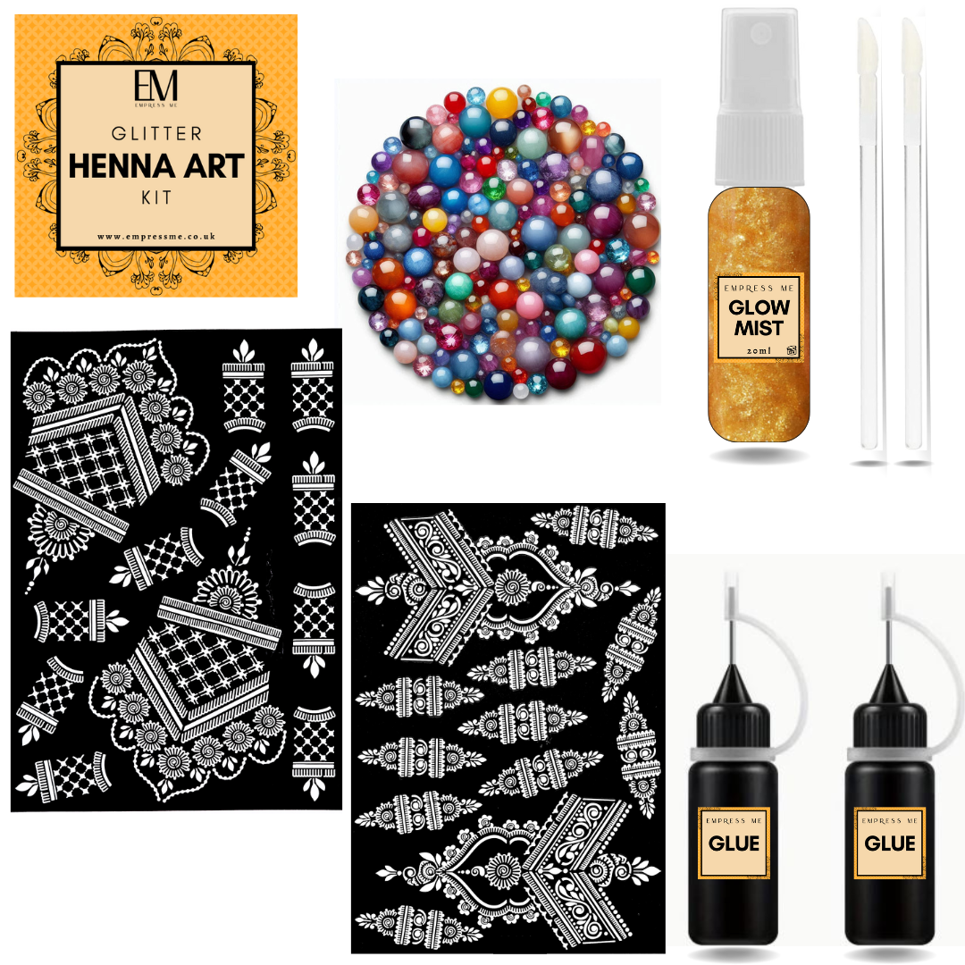 Kit de arte de henna con purpurina